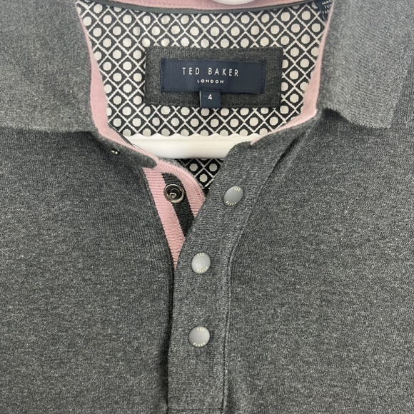 Ted Baker London Grey Polo Shirt w/ Pink Strip Trim - Picture 4 of 11